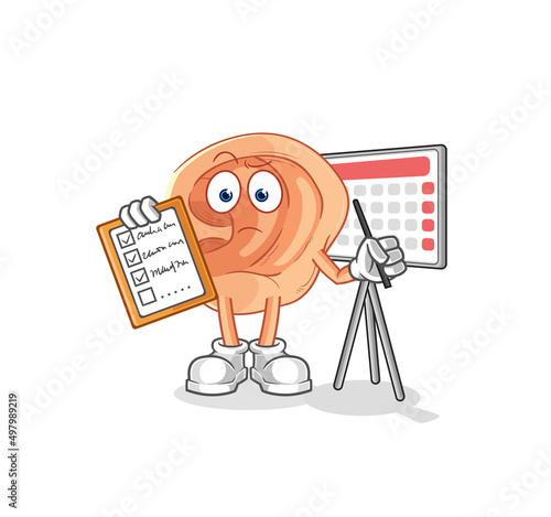 ear schedule list vector. cartoon character
