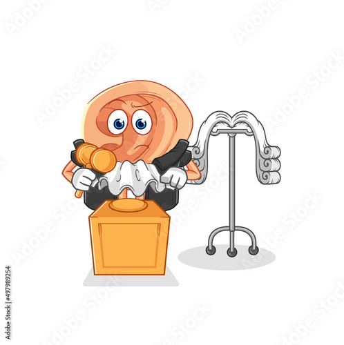 ear judge holds gavel. character vector