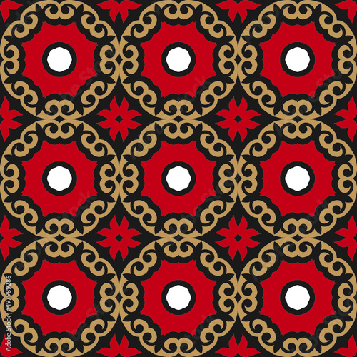 seamless pattern with flowers and leaves