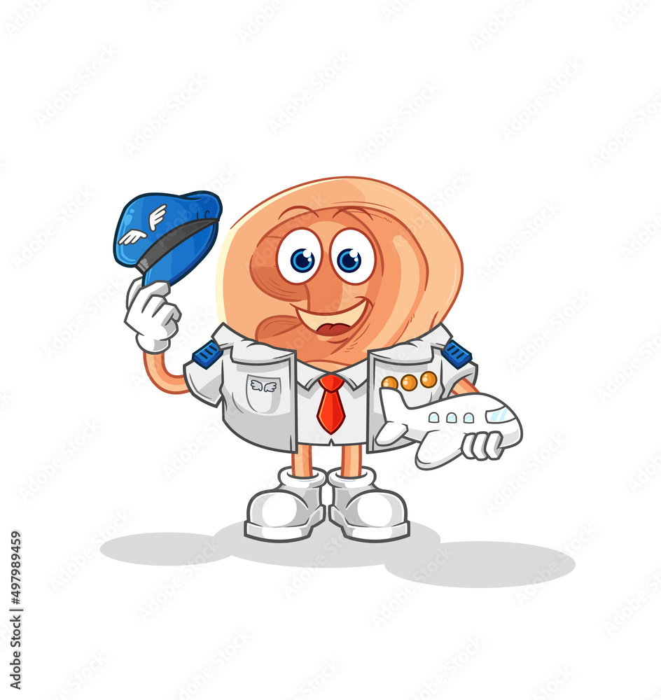 Obraz premium ear pilot mascot. cartoon vector