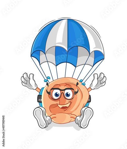 ear skydiving character. cartoon mascot vector