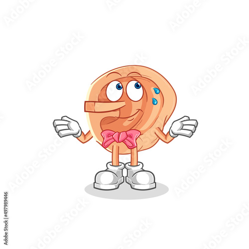 ear lie like Pinocchio character. cartoon mascot vector