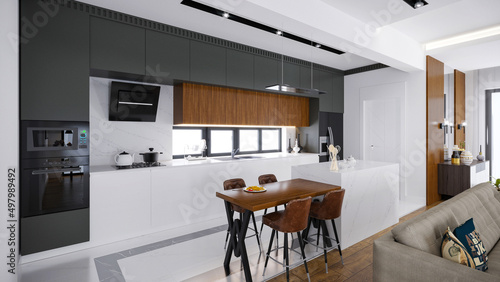 modern kitchen  modern kitchen interior  modern kitchen interior with kitchen  render image  