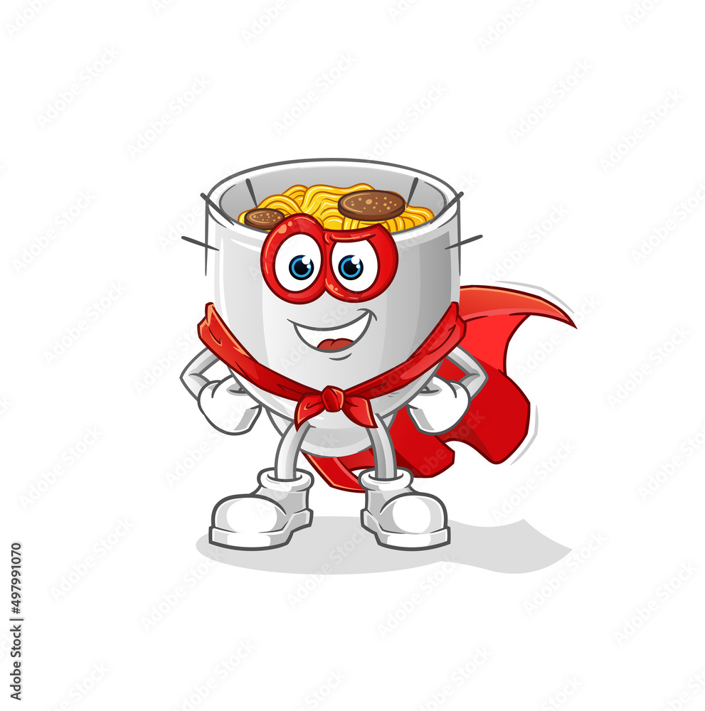 noodle bowl heroes vector. cartoon character