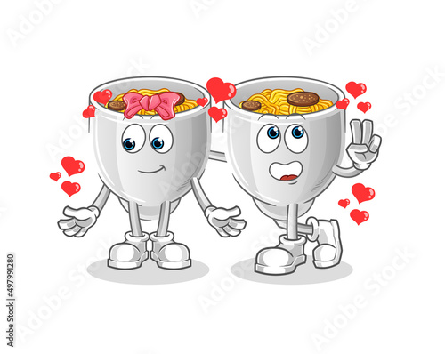noodle bowl dating cartoon. character mascot vector