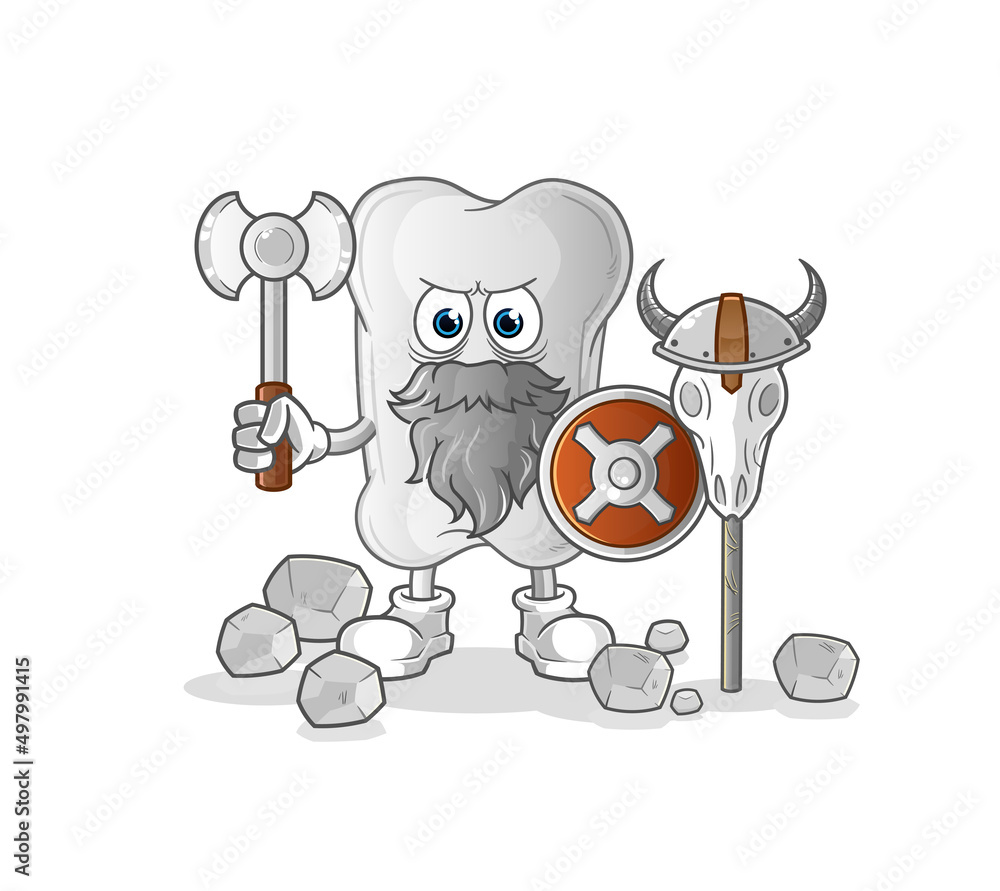 dog bone viking with an ax illustration. character vector dog bone viking with an ax illustration. character vector