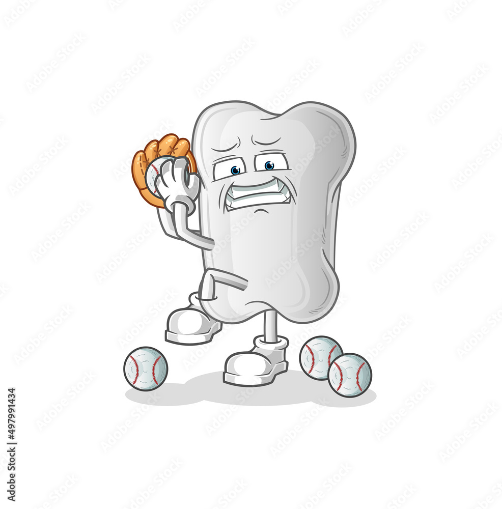 dog bone baseball pitcher cartoon. cartoon mascot vector dog bone baseball pitcher cartoon. cartoon mascot vector