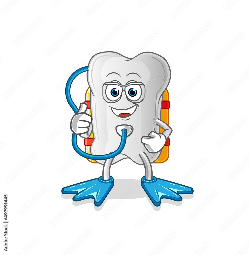 dog bone diver cartoon. cartoon mascot vector