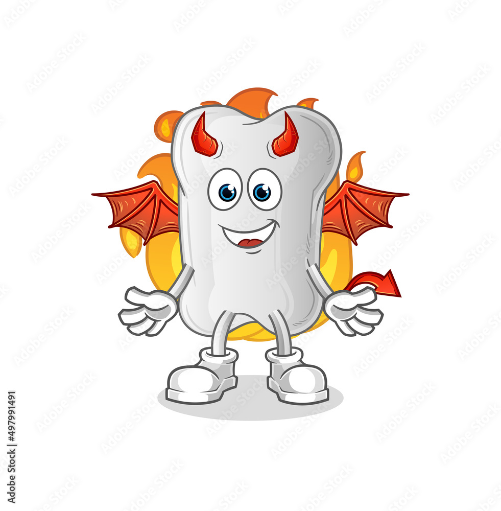 dog bone demon with wings character. cartoon mascot vector dog bone demon with wings character. cartoon mascot vector
