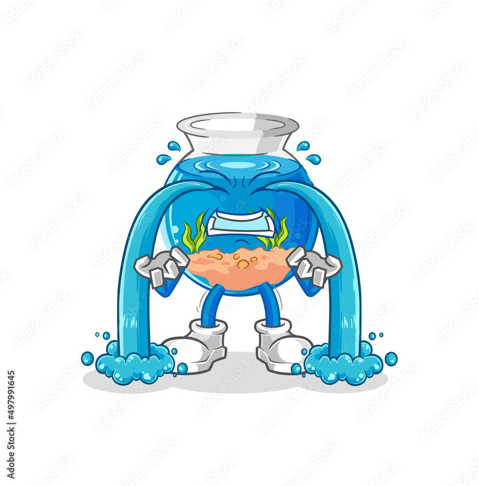 fish bowl crying illustration. character vector