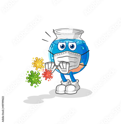 fish bowl refuse viruses cartoon. cartoon mascot vector