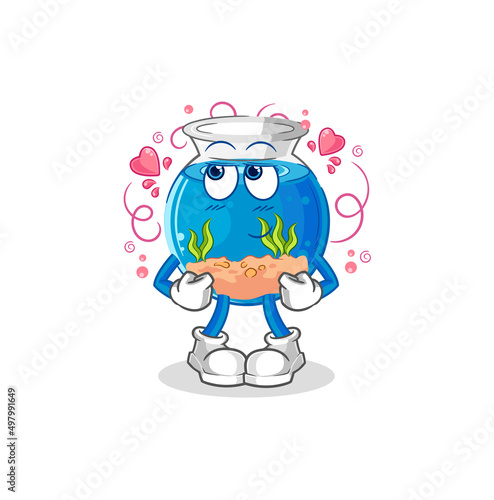 fish bowl shy vector. cartoon character