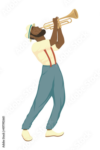 afro trumpeter playing instrument