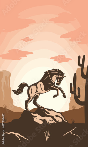 horse wild west scene