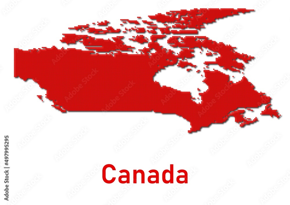Canada map, map of Canada made of red dot pattern and name. Canada map, map of Canada made of red dot pattern and name.