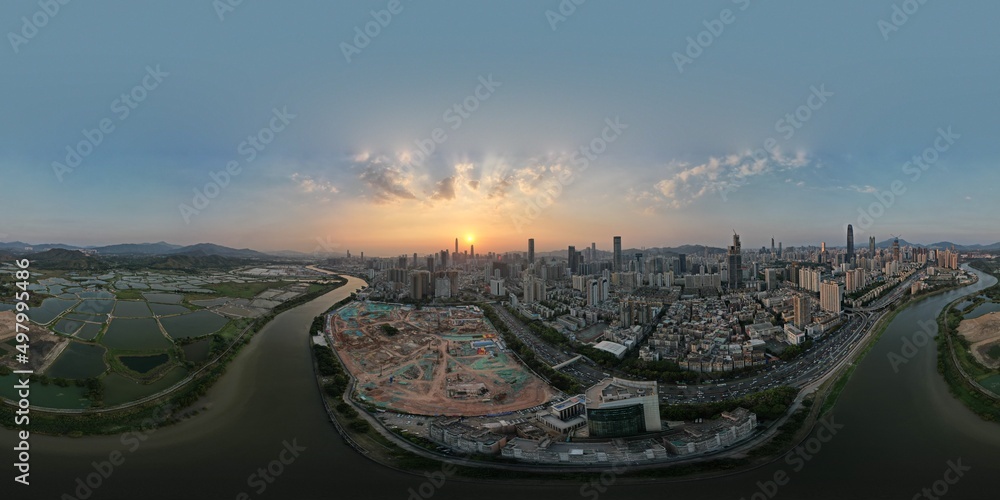 Obraz premium 360 degrees panorama of Shenzhen skyline