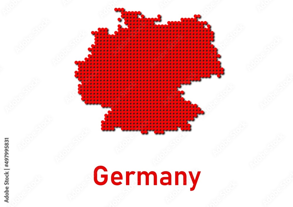 Germany map, map of Germany made of red dot pattern and name. Germany map, map of Germany made of red dot pattern and name.