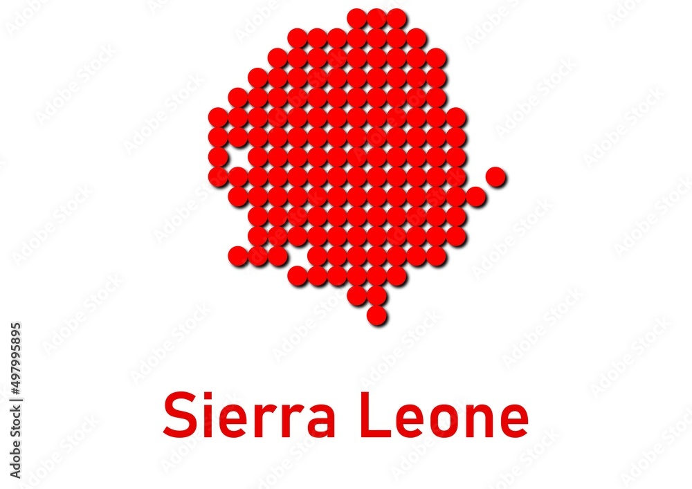 Sierra Leone map, map of Sierra Leone made of red dot pattern and name. Sierra Leone map, map of Sierra Leone made of red dot pattern and name.
