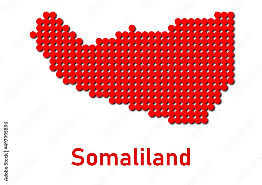 Fototapeta premium Somaliland map, map of Somaliland made of red dot pattern and name.