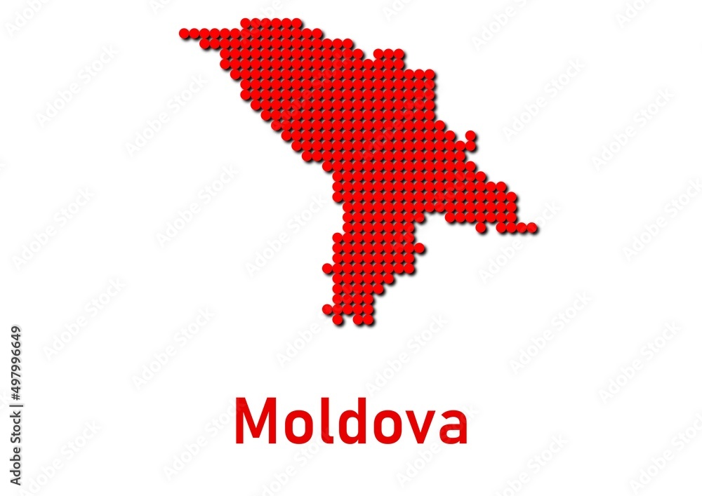 Moldova map, map of Moldova made of red dot pattern and name. Moldova map, map of Moldova made of red dot pattern and name.