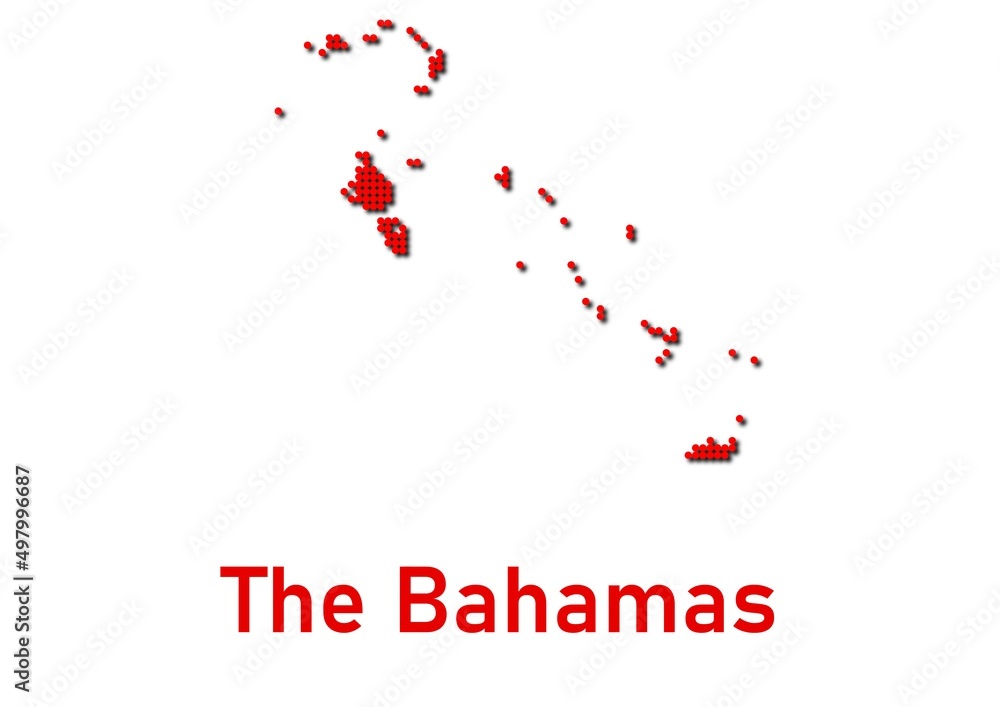 The Bahamas map, map of The Bahamas made of red dot pattern and name. The Bahamas map, map of The Bahamas made of red dot pattern and name.