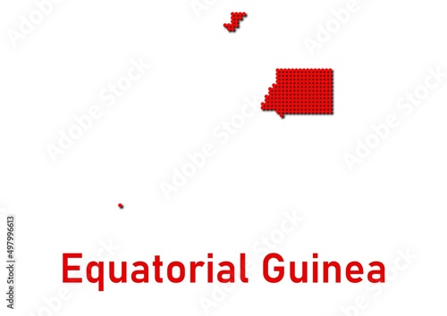 Equatorial Guinea map, map of Equatorial Guinea made of red dot pattern and name.