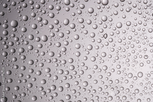 Drops of water on a transparent gray background.