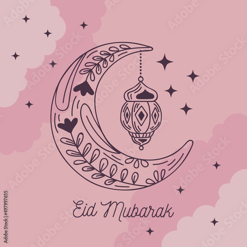 eid mubarak pink card