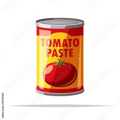 Tomato paste can vector isolated illustration