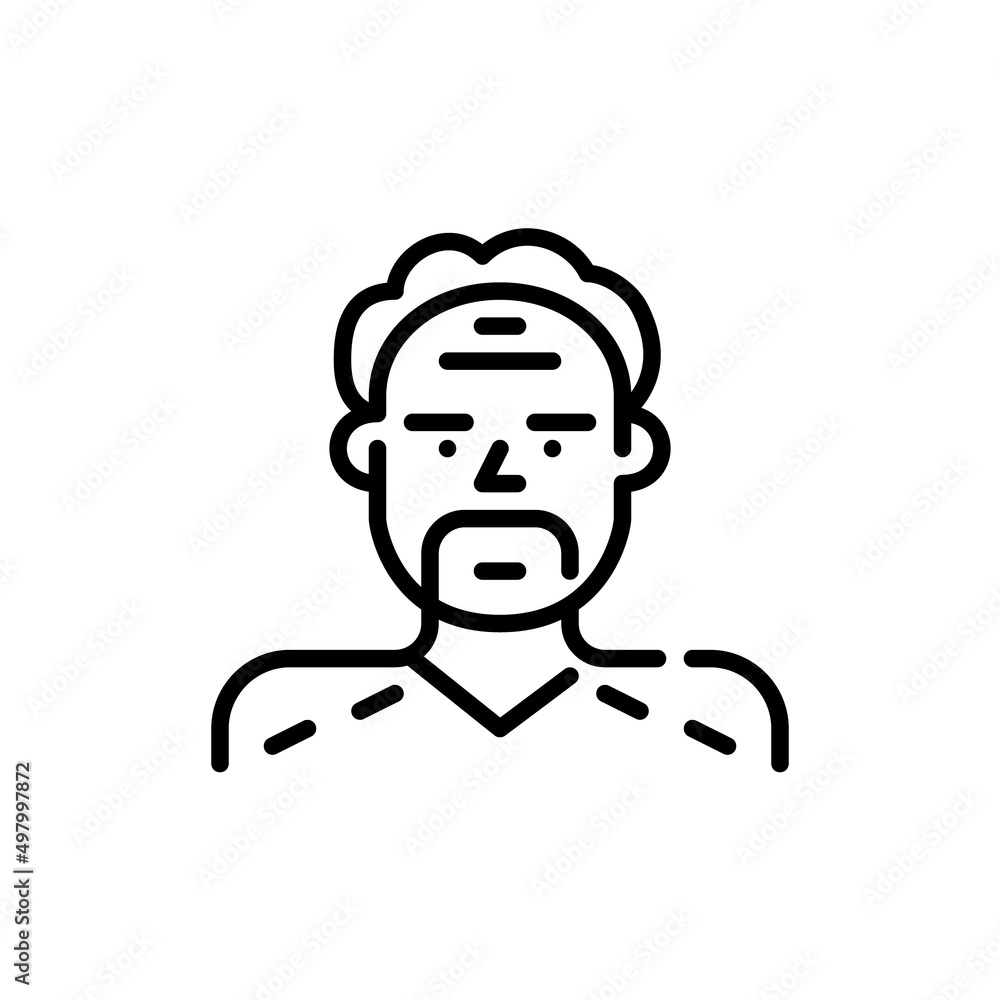 Older man in a sweater. Pixel perfect, editable stroke icon