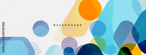 Color bubbles and rounded geometric shapes on white. Vector geometric minimal abstract background for wallpaper, banner, background, landing page