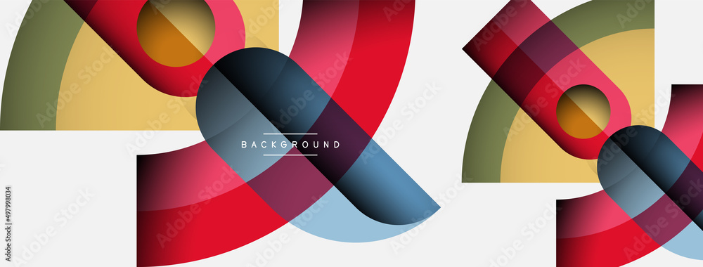 Geometric abstract background. Round shapes, circles, lines composition for wallpaper banner background or landing page