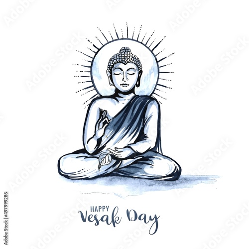 Beautiful happy vesak day buddha jayanti traditional card background