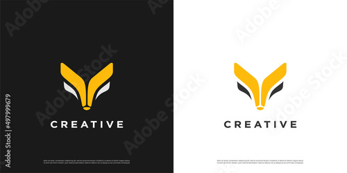 Fox logo design illustration vector template