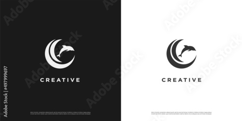 Dolphin logo design. Creative dolphin icon vector design template.