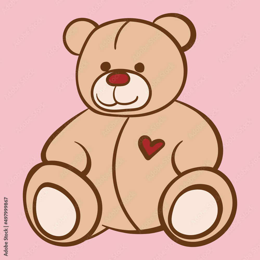 Cartoon lovely Teddy Bear children's toy girl vector line art Cartoon lovely Teddy Bear children's toy girl vector line art