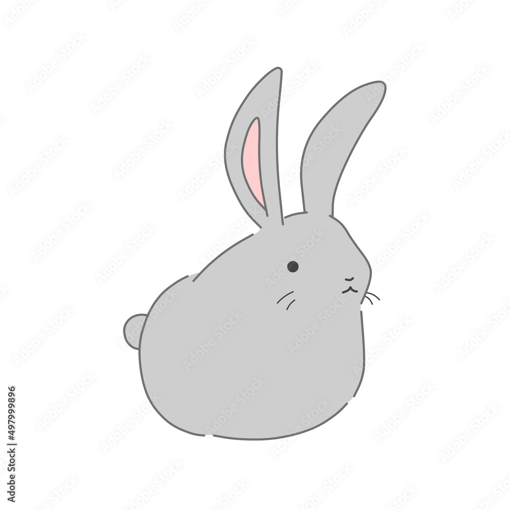 Obraz premium 灰色のウサギのイラスト