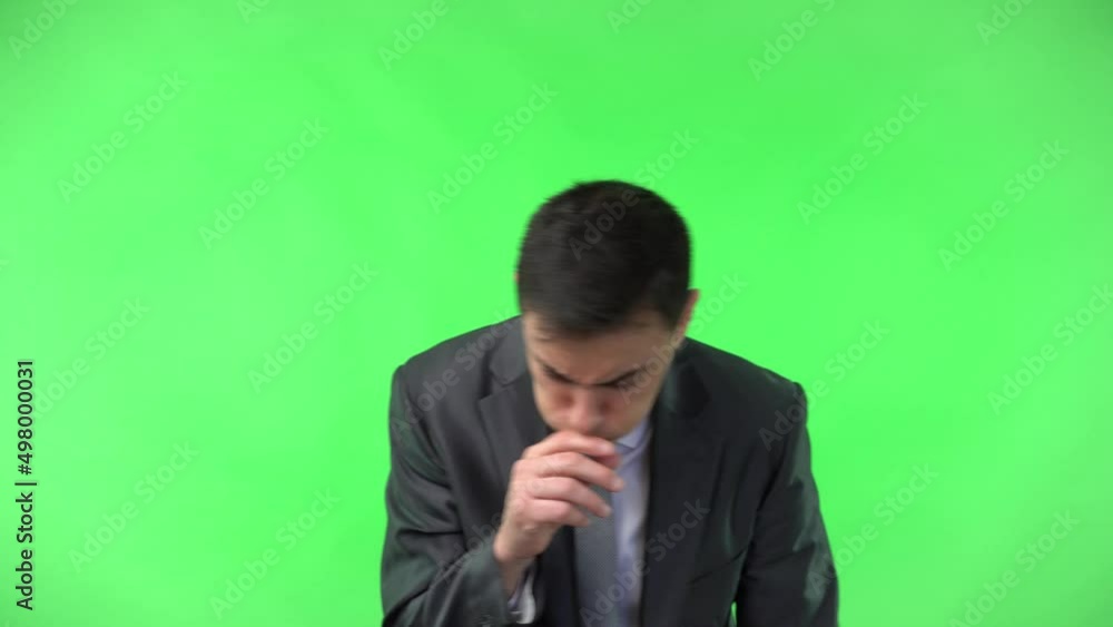 Man feeling ill and expressing pain in chest Man feeling ill and expressing pain in chest