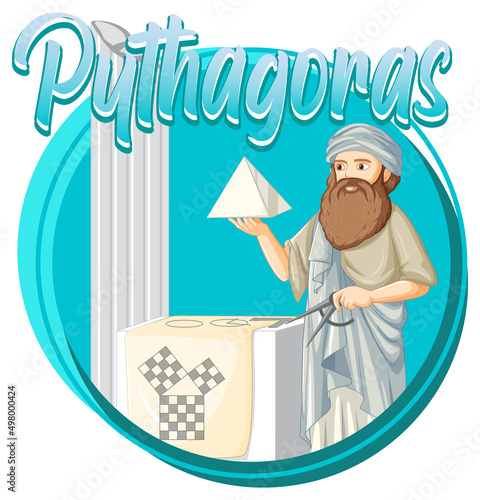 Pythagoras philosopher in cartoon style photo