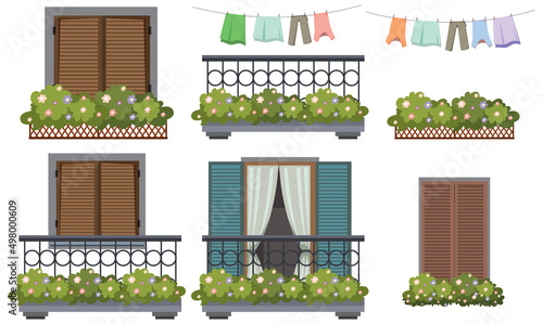 Stampa su tela Set of different balustrade balcony