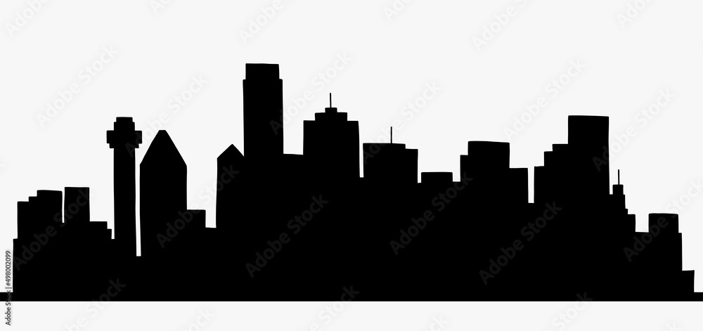 Naklejka premium Modern cityscape skyline outline doodle drawing on white background.