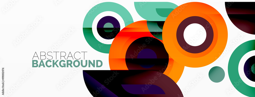 Abstract round shapes background. Minimalist decoration. Geometric background with circles and rings