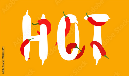Red chili pepper twining the words, vector illustration