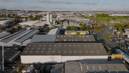 Aerial: Industrial buildings in Auckland, New Zealand photo