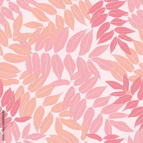 Beautifull leaves seamless pattern design. Vector hand-drawn blue leaves seamless pattern. Abstract trendy floral background. Pattern for wrapping paper or fabric.