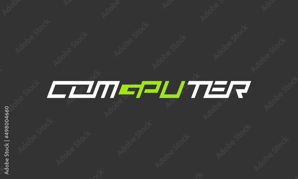 Computer GPU text combination. Company logo design.