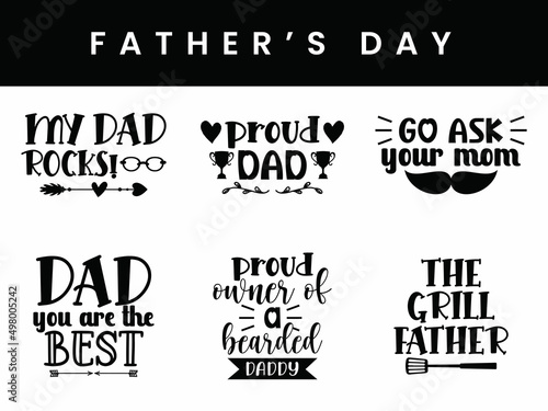 Set of father's day lettering for gift card.