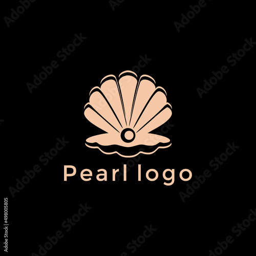Beauty Luxury Elegant Pearl Shell Jewelry logo design icon vector