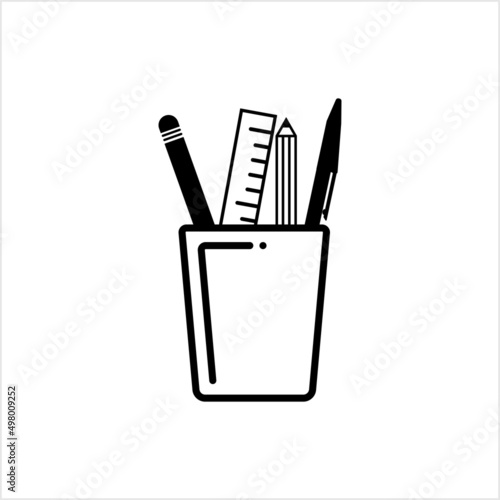 Pen Holder Icon, Pen Pencil Desktop Holder Icon