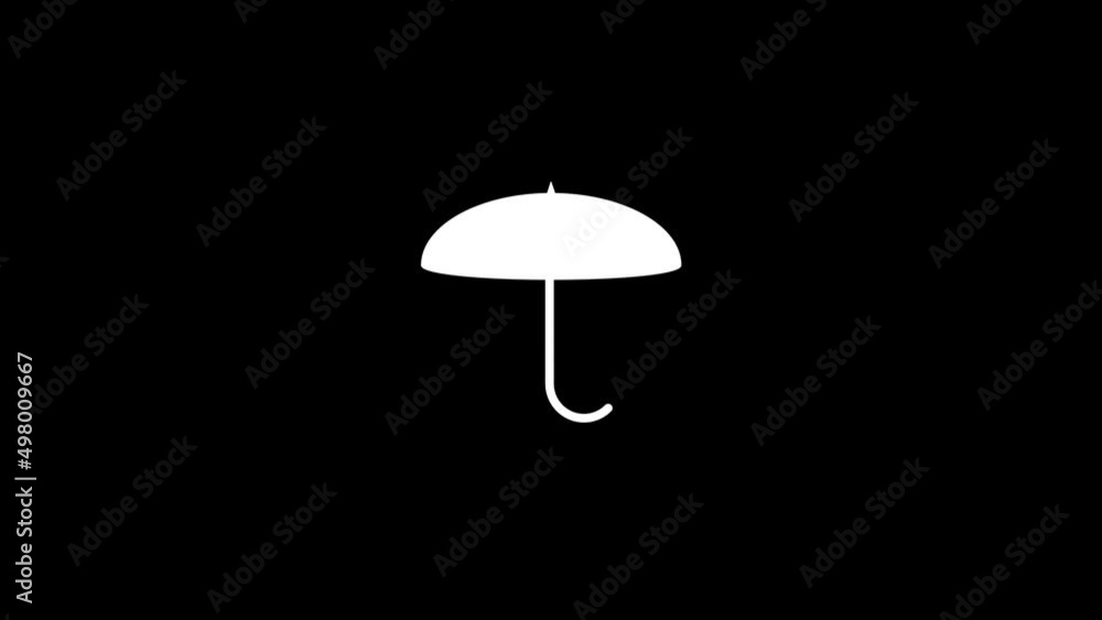 White picture of umbrella on a black background. umbrella opened in ...